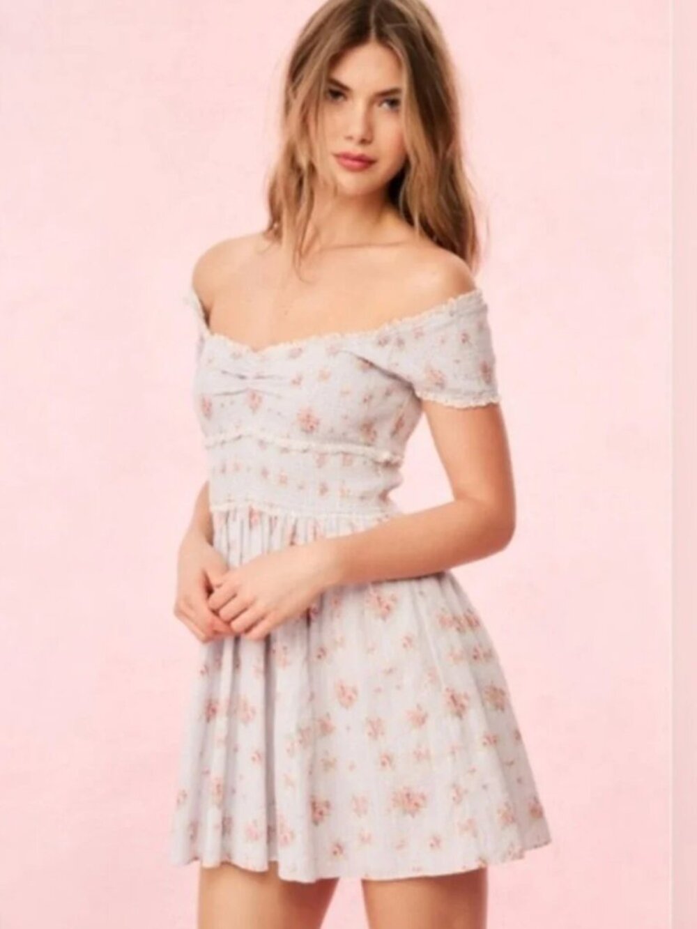 LoveShackFancy NWT Siona Dress in Skylight Blue Size L